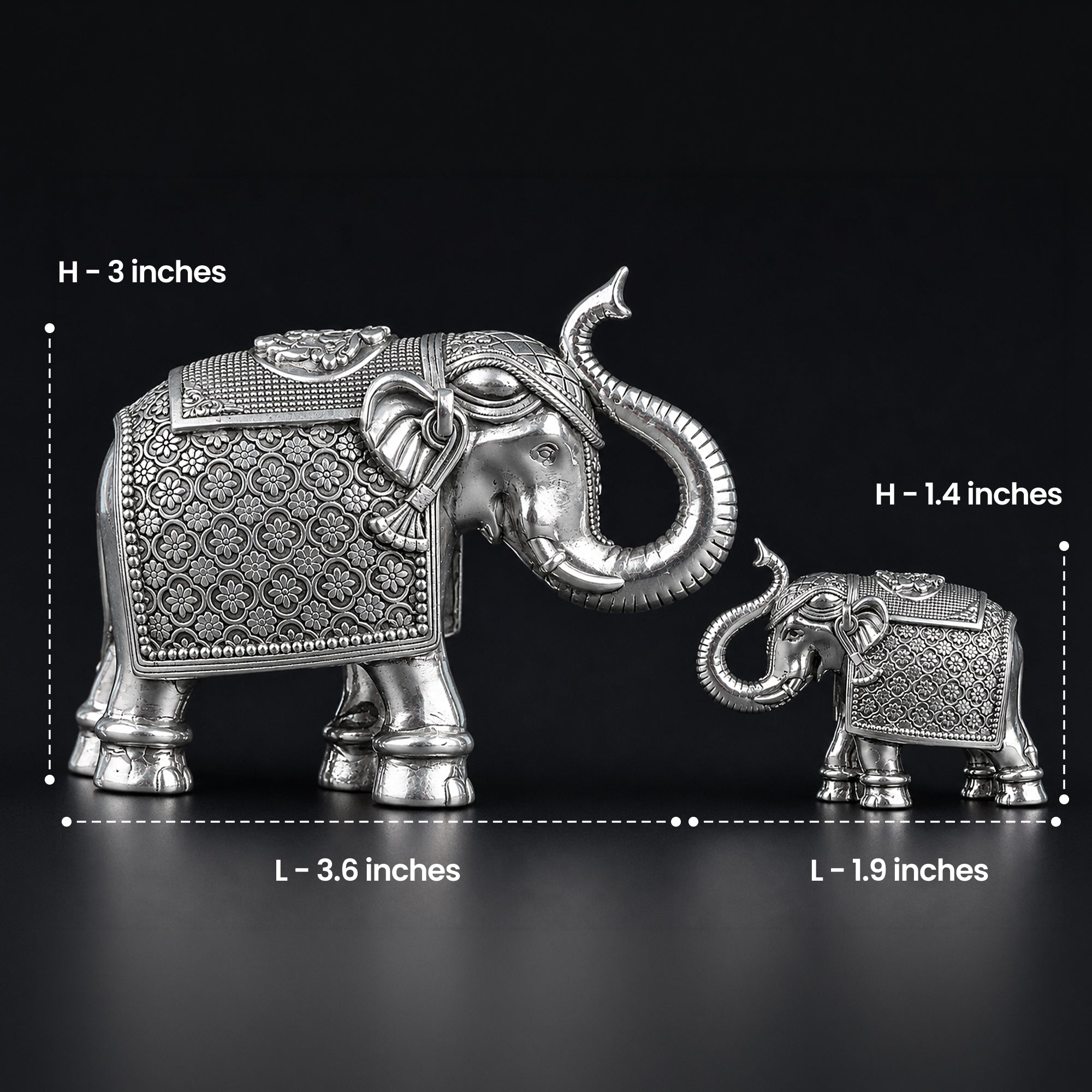 Antique Royal Elephant Silver Plated Statue
