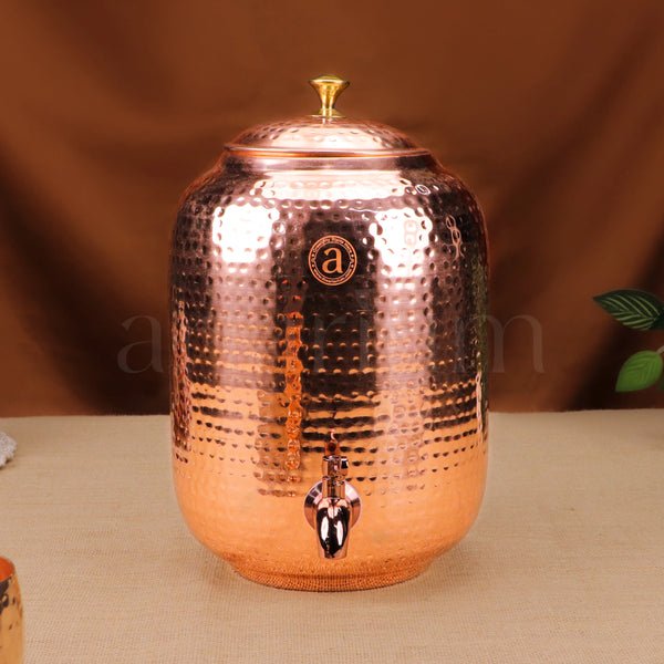 Antique Copper Water Dispenser With Lid (8 litres)