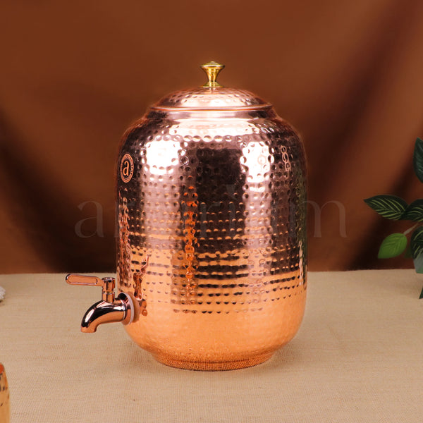 Antique Copper Water Dispenser With Lid (8 litres)