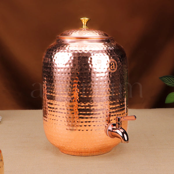 Antique Copper Water Dispenser With Lid (8 litres)