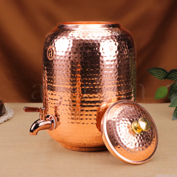Antique Copper Water Dispenser With Lid (8 litres)