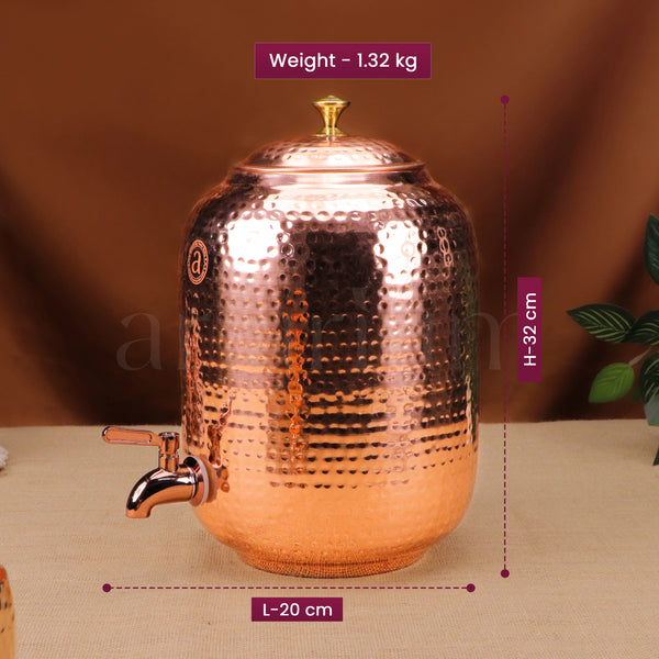 Antique Copper Water Dispenser With Lid (8 litres)