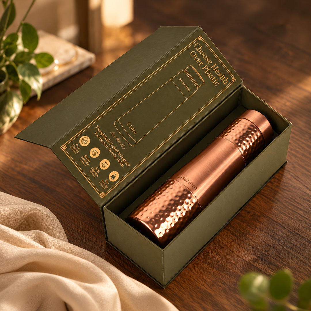 Hammered Copper Bottle with premium packaging