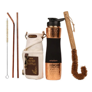 Hammered Copper Sipper Bottle Complete Kit 