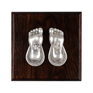 Laxmi Charan Paduka with Wooden Base 999 Silver Artarium