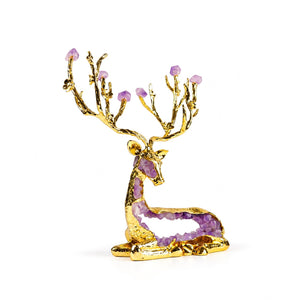 Zinc Alloy Purple Crystal Deer Figurine 