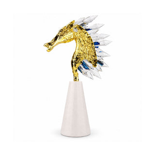 Tourmaline Crystal Golden Zinc Alloy Horse Figurine