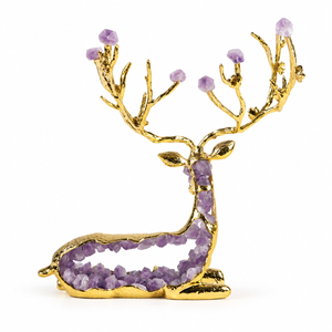 Zinc Alloy Purple Crystal Deer Figurine 