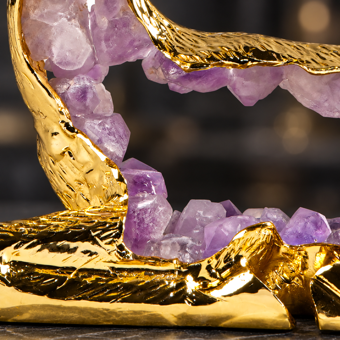 Zinc Alloy Purple Crystal Deer Figurine 