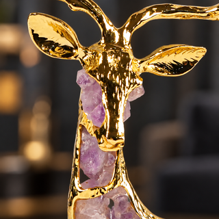 Zinc Alloy Purple Crystal Deer Figurine 