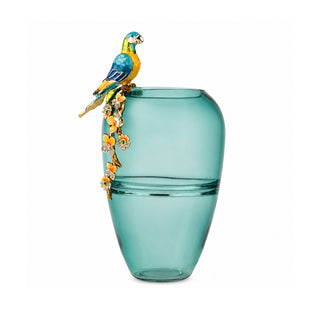 Aviary Glass Vase with Zinc Bird Accent