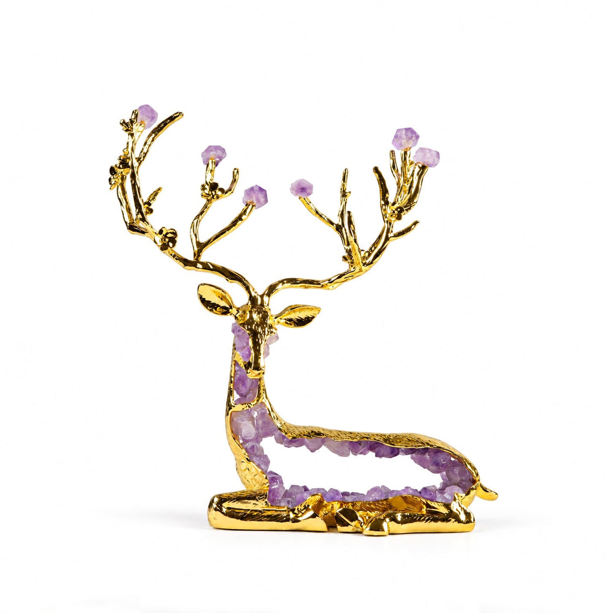 Zinc Alloy Purple Crystal Deer Figurine 