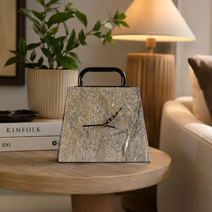 Tote Style Marble Desk Clock 