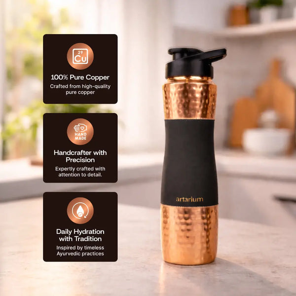 Hammered Copper Sipper Bottle Complete Kit 