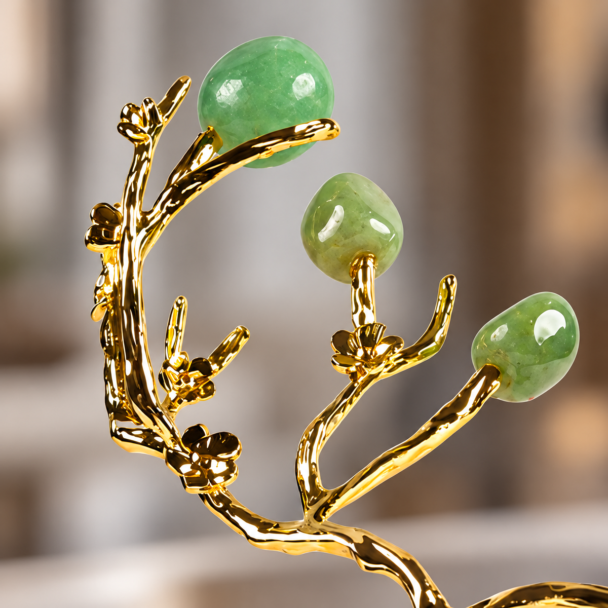 Zinc Alloy with Agate Horn Brass Deer Sculpture 