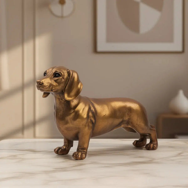 Gilded Loyalty - Antique Dachshund Figurine