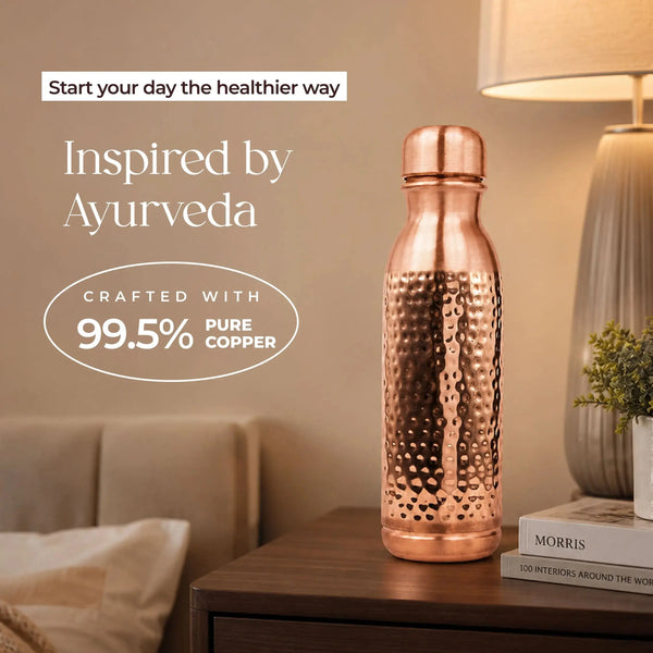 Ayurveda-Inspired Hammered Copper Bottle 