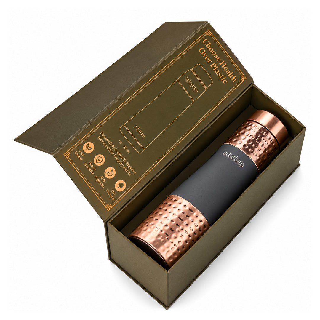 Hammered Copper Bottle with premium packaging