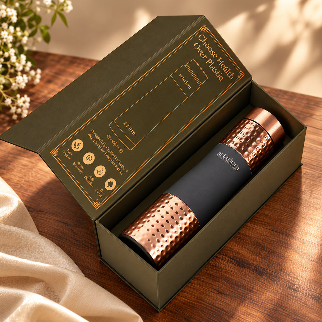 Hammered Copper Bottle with premium packaging