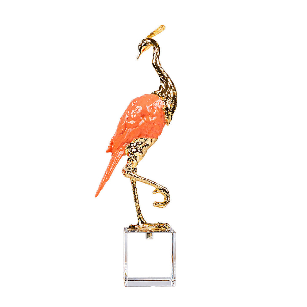 Crystal Blush Heron Sculpture 