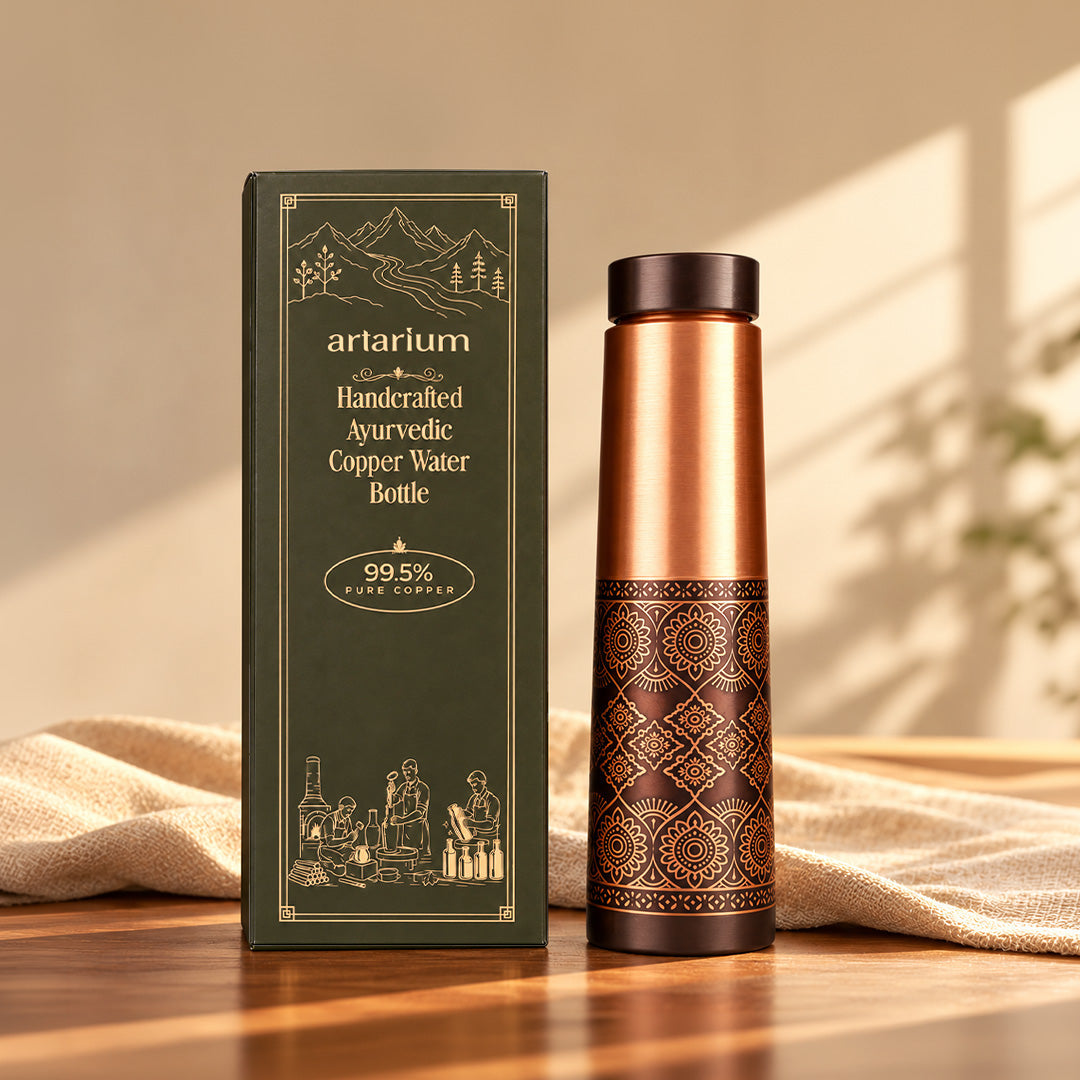 Dual Finish Copper Bottle with Premium Packaging