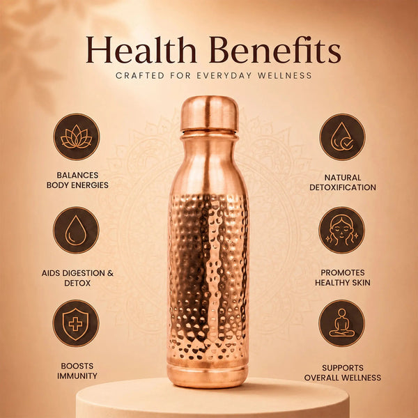 Ayurveda-Inspired Hammered Copper Bottle 