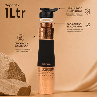 Hammered Copper Sipper Bottle Complete Kit 
