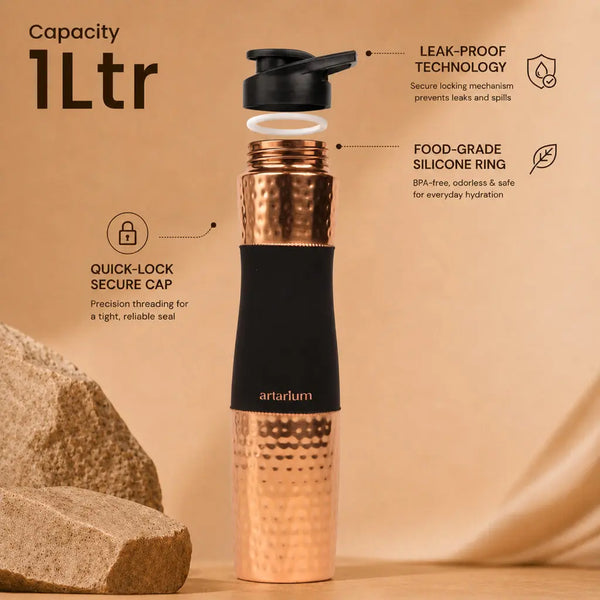 Hammered Copper Sipper Bottle Complete Kit 