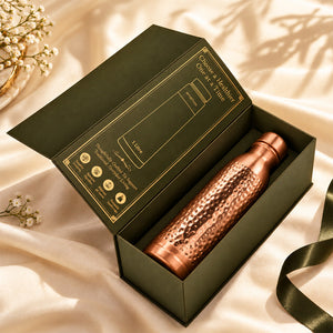 Ayurveda-Inspired Hammered Copper Bottle with Premium Packaging