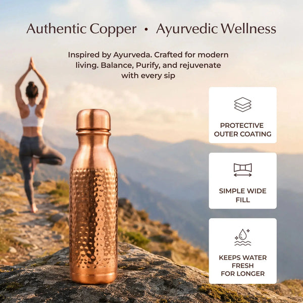 Ayurveda-Inspired Hammered Copper Bottle 