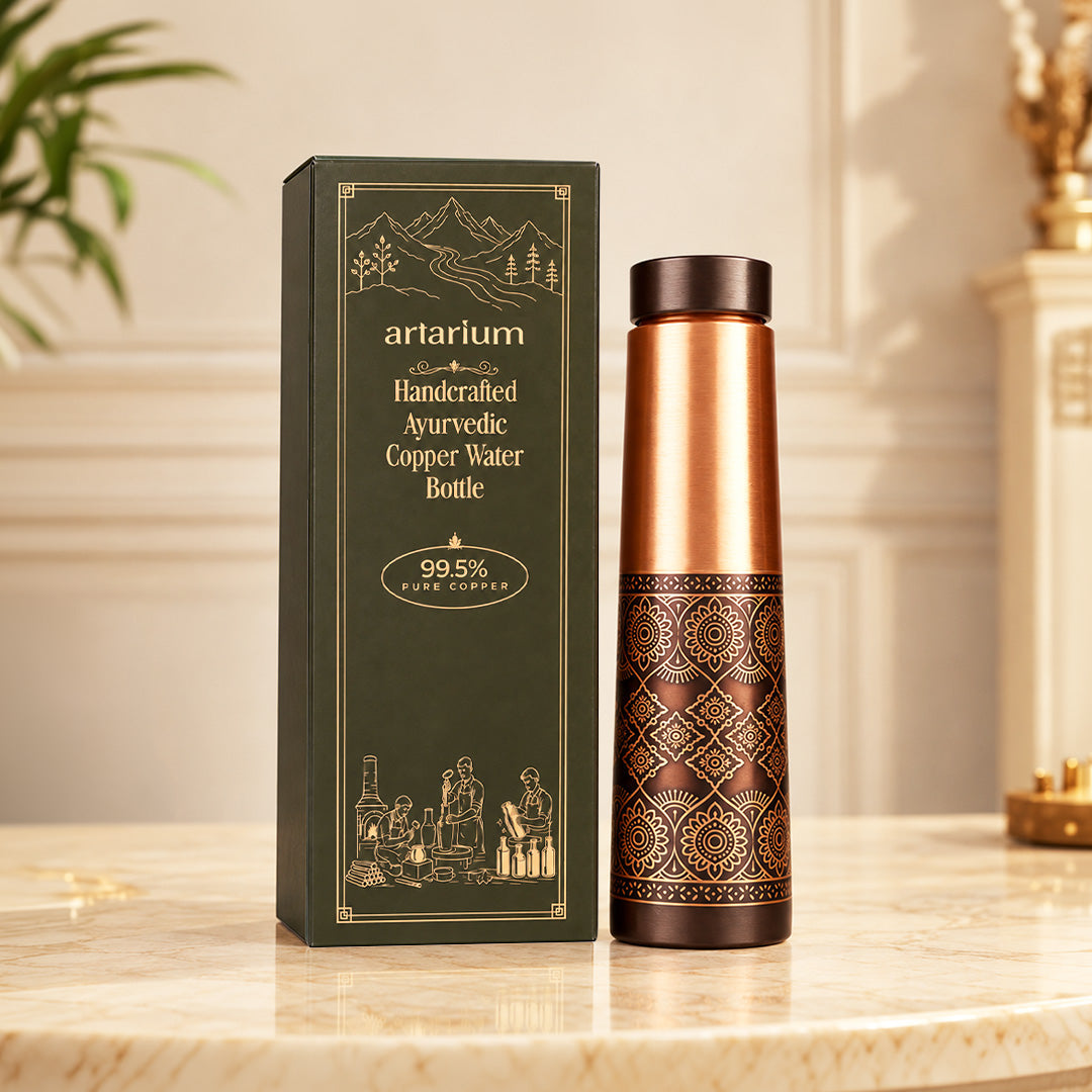 Dual Finish Copper Bottle with Premium Packaging