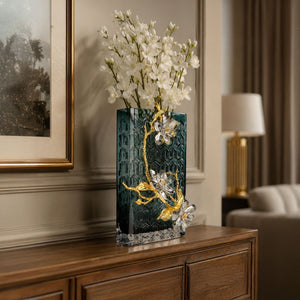 Zinc Alloy Aura Floralique Crystal Flower Vase 