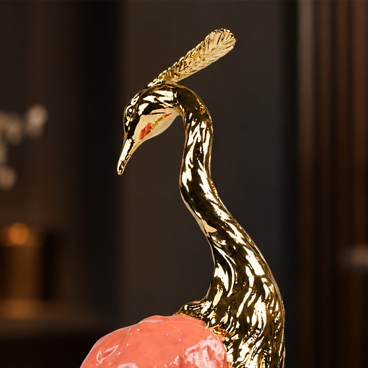 Crystal Blush Heron Sculpture 