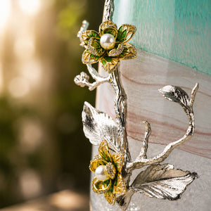 Zinc Alloy Seagreen Glass Flower Vase 