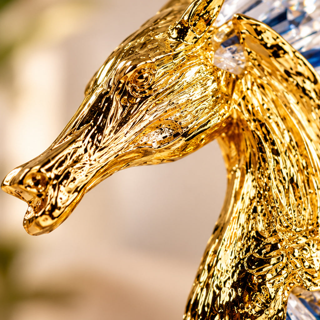 Tourmaline Crystal Golden Zinc Alloy Horse Figurine