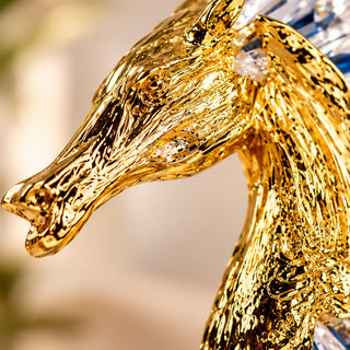 Tourmaline Crystal Golden Zinc Alloy Horse Figurine
