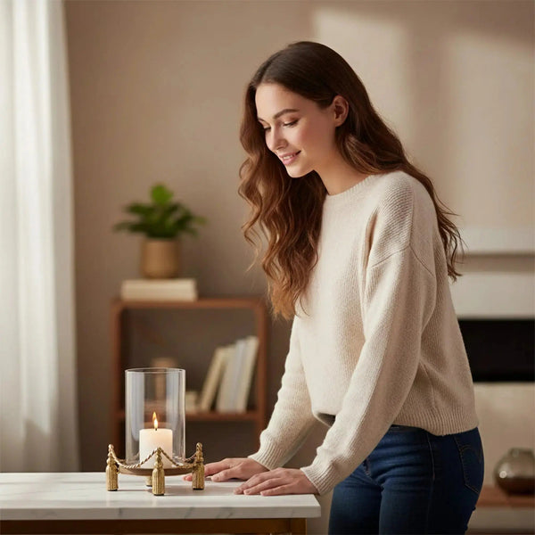 Flamekissed - Antique Hurricane Candle Holder