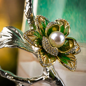 Zinc Alloy Seagreen Glass Flower Vase 