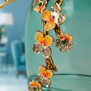 Aviary Glass Vase with Zinc Bird Accent