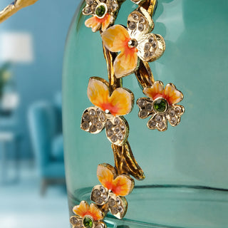 Aviary Glass Vase with Zinc Bird Accent