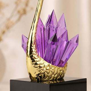 Amethyst Crystal Swan Zinc Alloy Sculpture