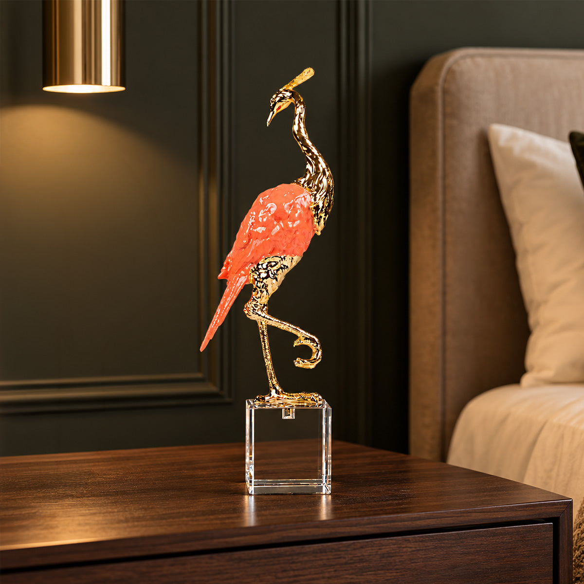 Crystal Blush Heron Sculpture 