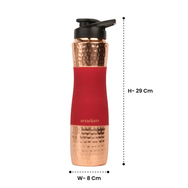 Hammered Copper Sipper Bottle with Cleaning Brush Artarium