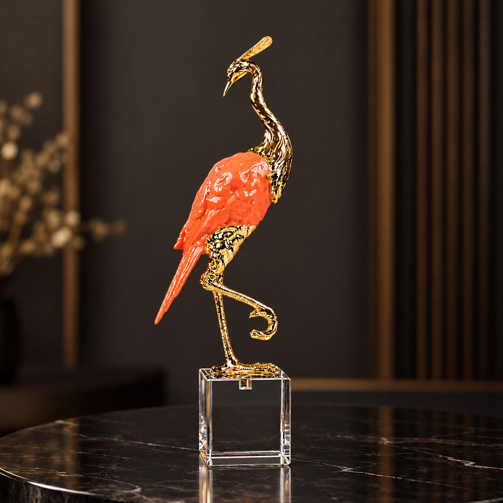 Crystal Blush Heron Sculpture 