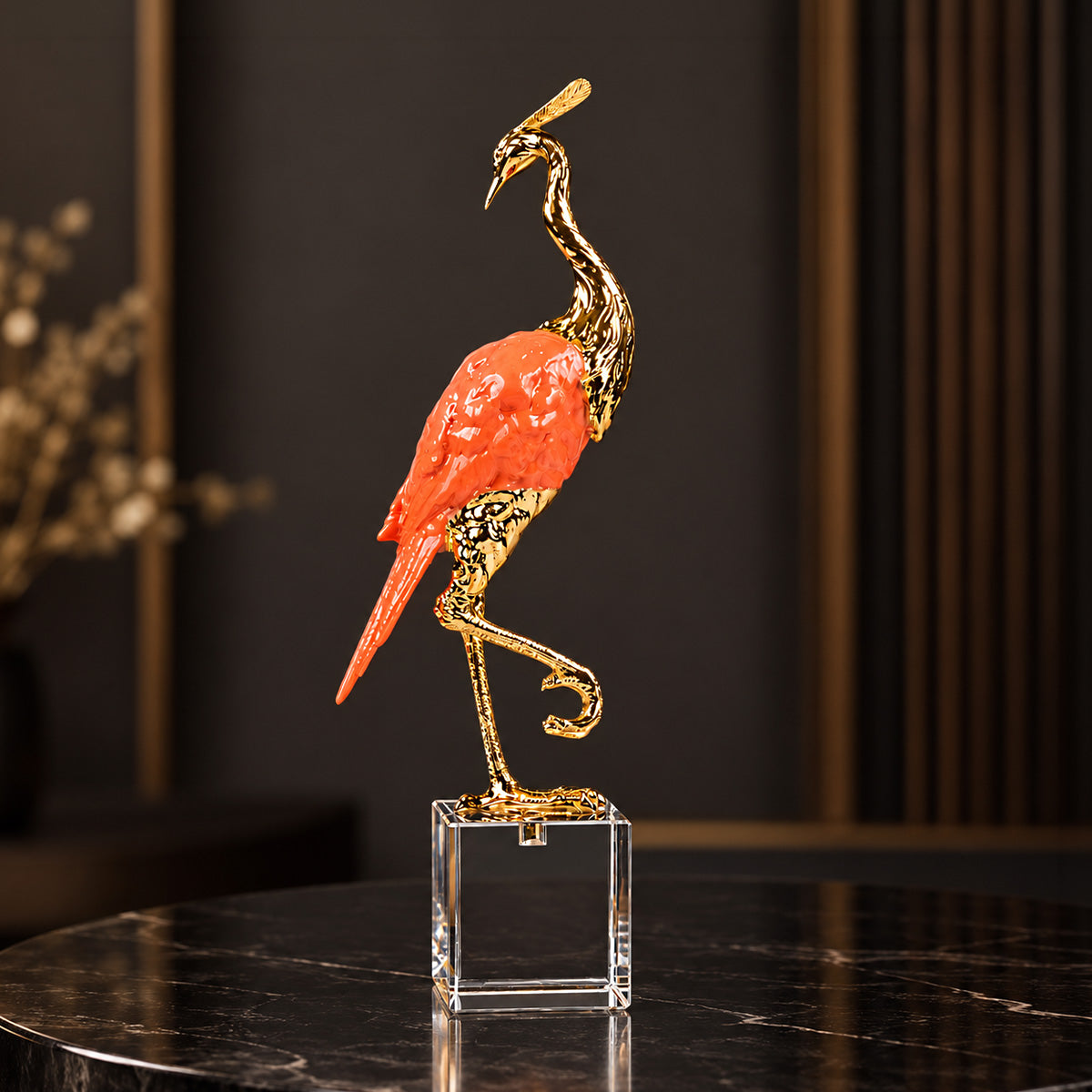 Crystal Blush Heron Sculpture 
