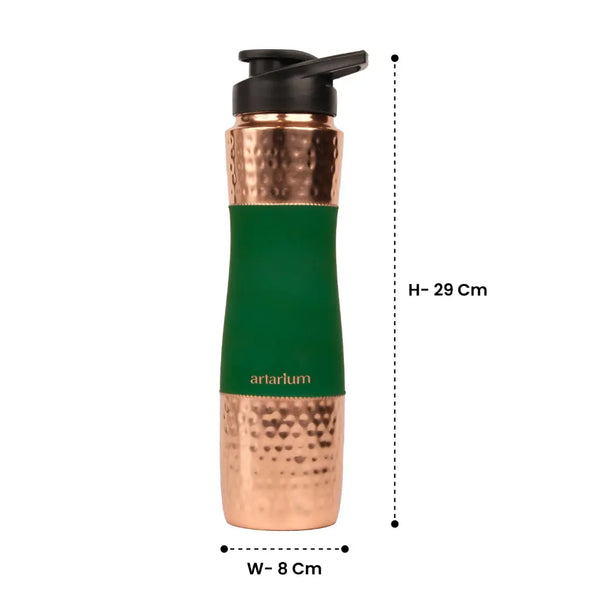 Hammered Copper Sipper Bottle with Cleaning Brush 