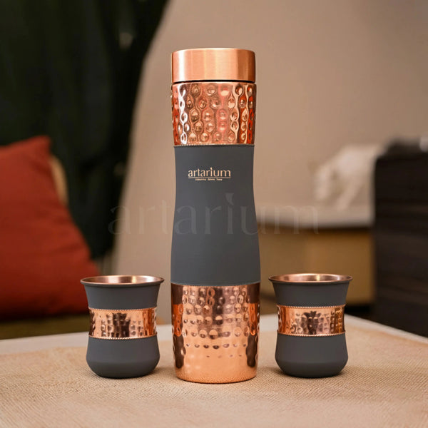Hammered Copper Bottle in Cups Artarium