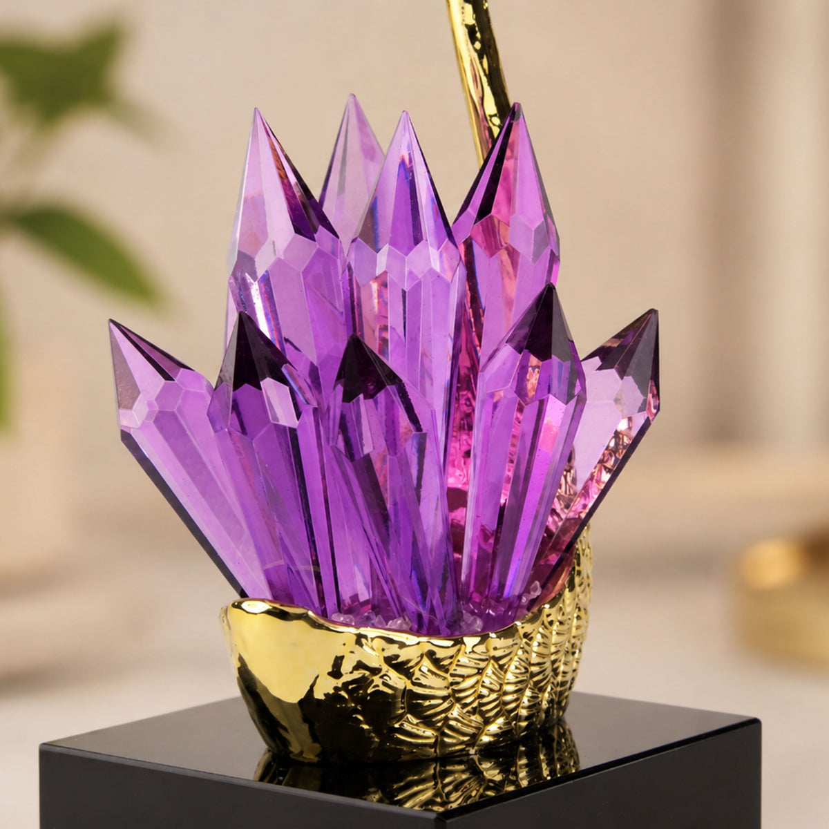 Amethyst Crystal Swan Zinc Alloy Sculpture