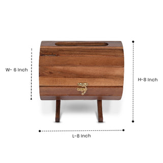 Wooden Wine Barrel Tissue Box