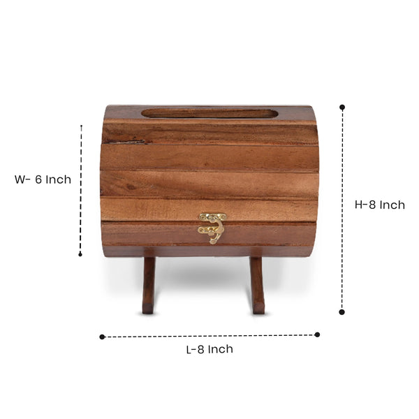 Wooden Wine Barrel Tissue Box
